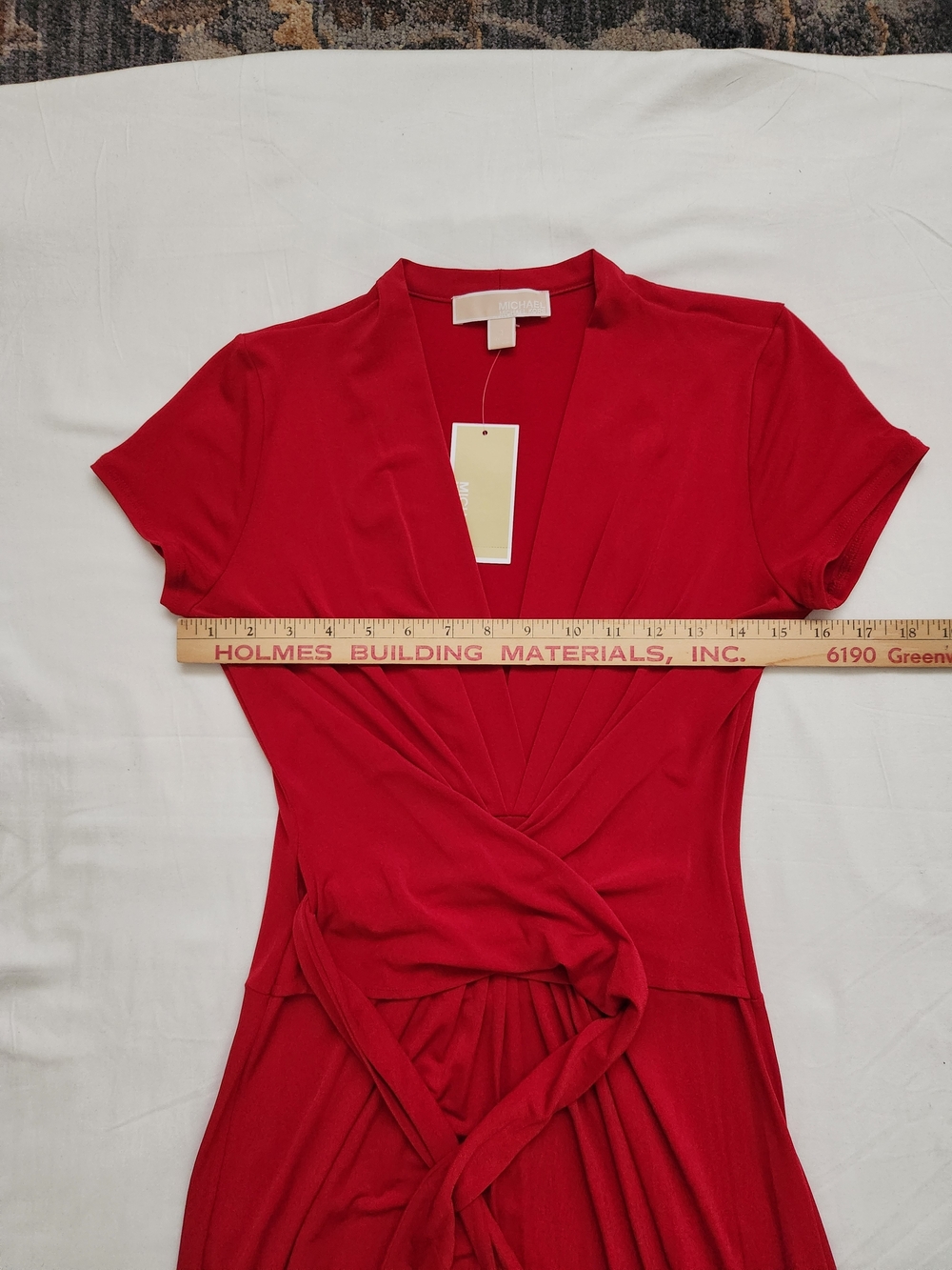 Michael Kors Red High-Low Wrap Whimsical Maxi Dress - Picture 11 of 11